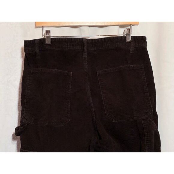 H&M Mens Black Corduroy Carpenter Pants Size 32 With Multiple Pockets & Belt Loo - Picture 4 of 10